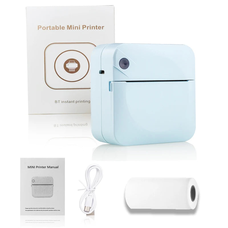 Mini Portable Printer Thermal Printing Sticker Wireless Inkless Mini Pocket Printer Self-Adhesive Label Printer Photo Printer