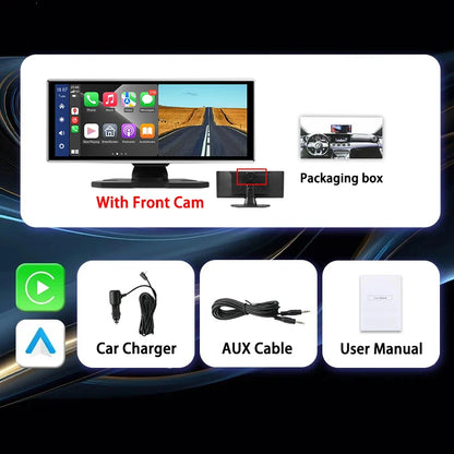 Universal 11.26" 4K Front Cam Car DVR Wireless Carplay Android Auto Video Recorder QLED Screen WIFI AUX FM Dual Lens GPS